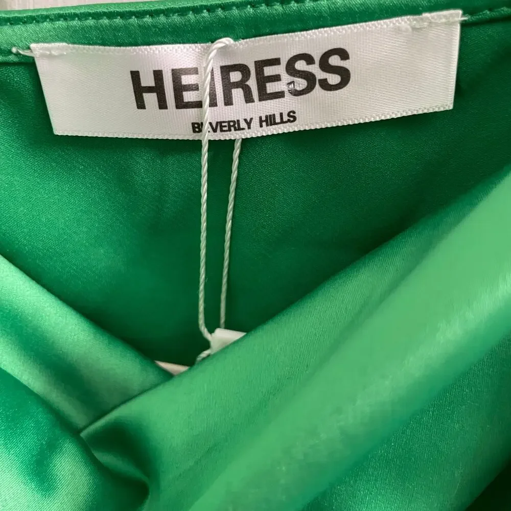 NWT Heiress Beverly Hills Green Satin Slip Dress